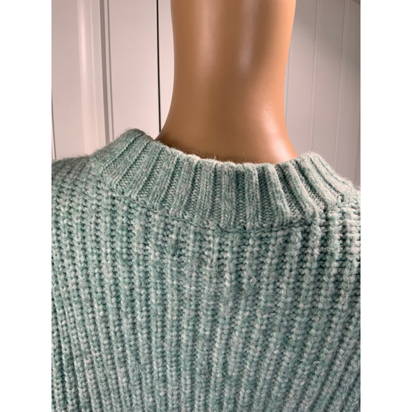 A New Day Women's Ribbed Cable Knit Sweater Med Mint Green Crewneck Cottagecore - Picture 12 of 14